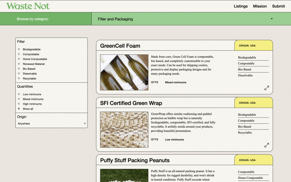 Screenshot of the materials on the website.